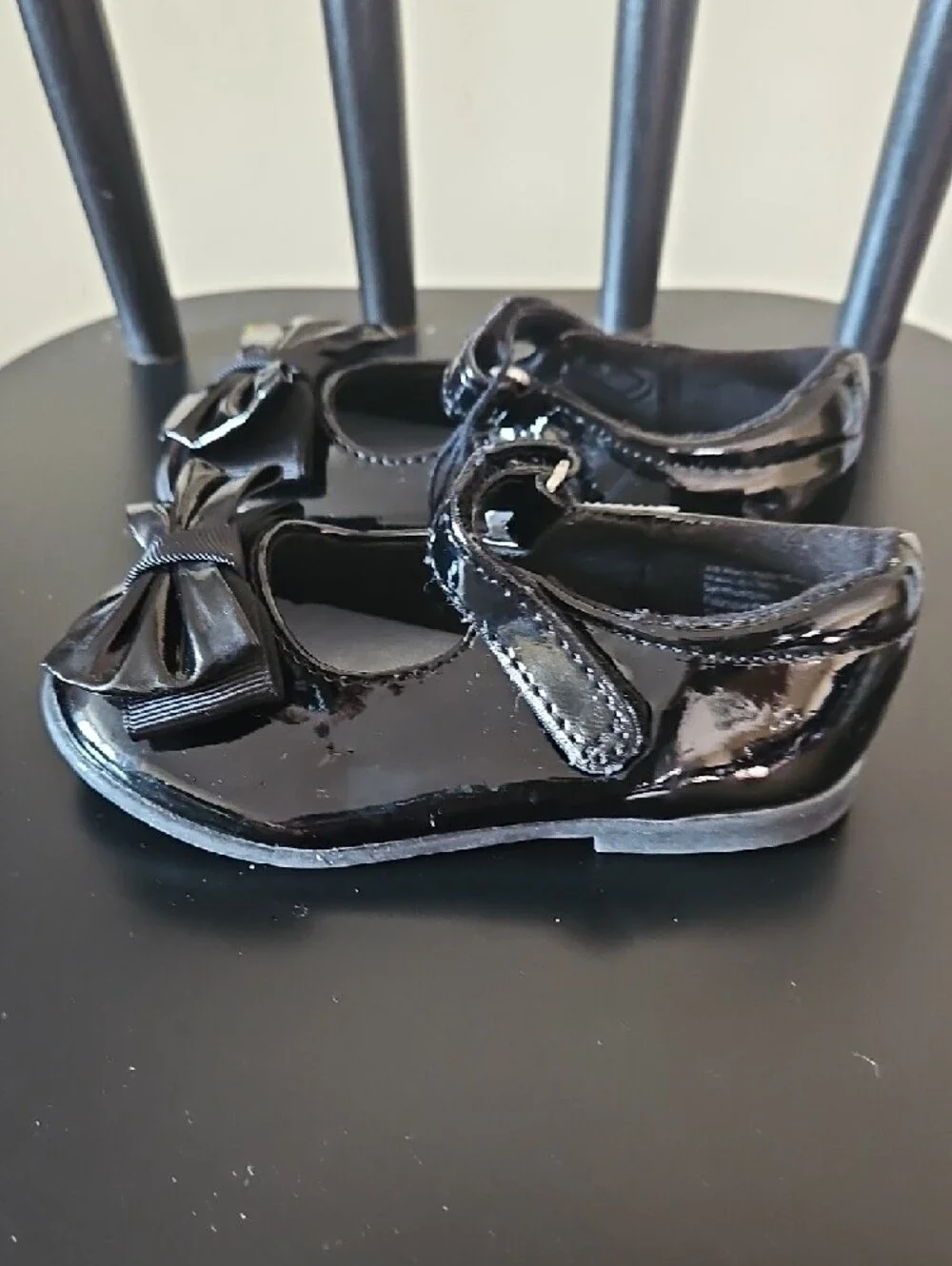 SmartFit Toddler Black Patent Mary Jane Dress Shoes with Bow